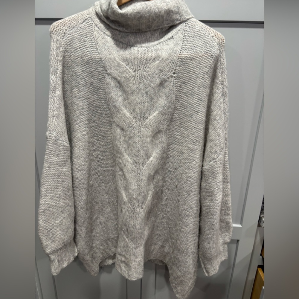aerie grey cable knit oversized turtleneck sweater Size XXL
